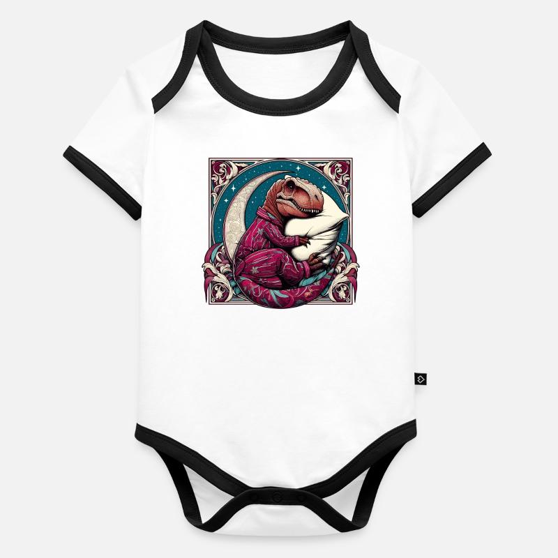T-Rex Sleeping Hobby Cadeau Body Bébé bio contrasté manches courtes