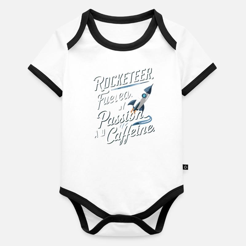 Model Rocketeer Fueled By Passion and Caffeine Organic Baby Contrasting Bodysuit