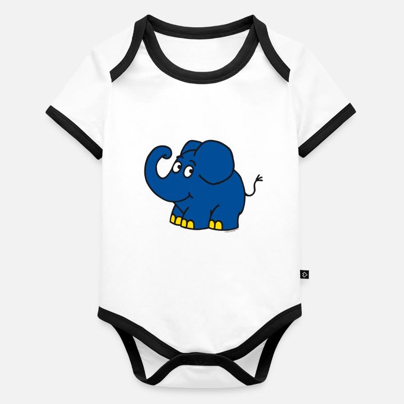 L’éléphant Body Bébé bio contrasté manches courtes
