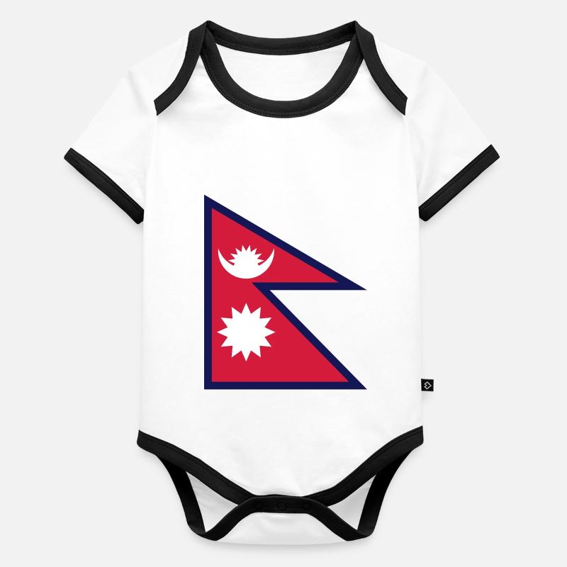 Drapeau du Népal Body Bébé bio contrasté manches courtes