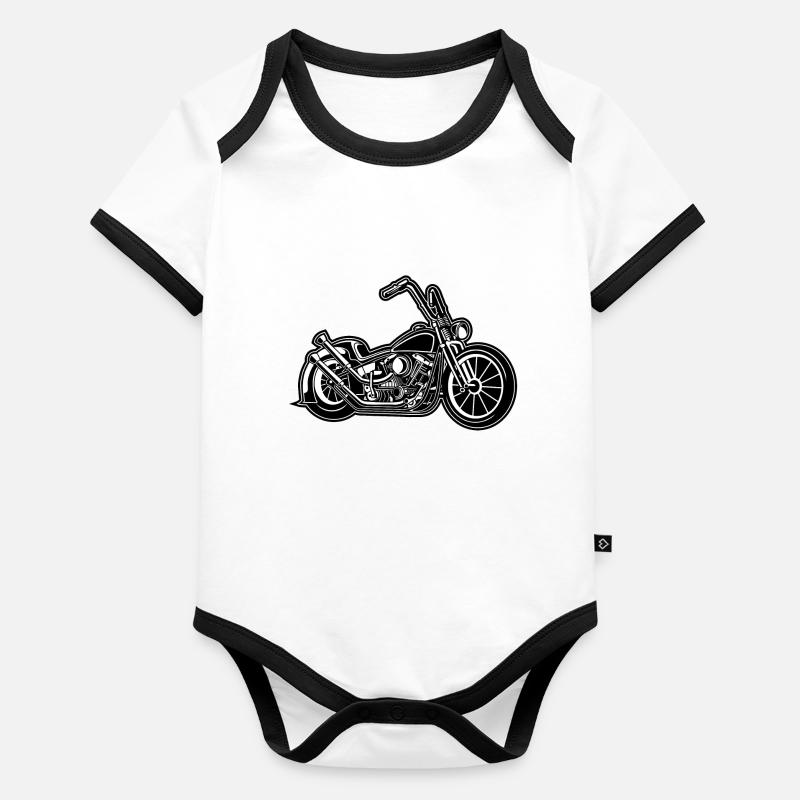 Chopper / moto bobber 02 noir Body Bébé bio contrasté manches courtes