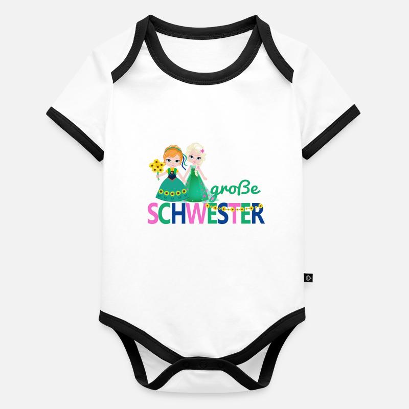 große Schwester Mädchen Blumenstrauß - Baby Bio-Kurzarm-Kontrastbody - undefined