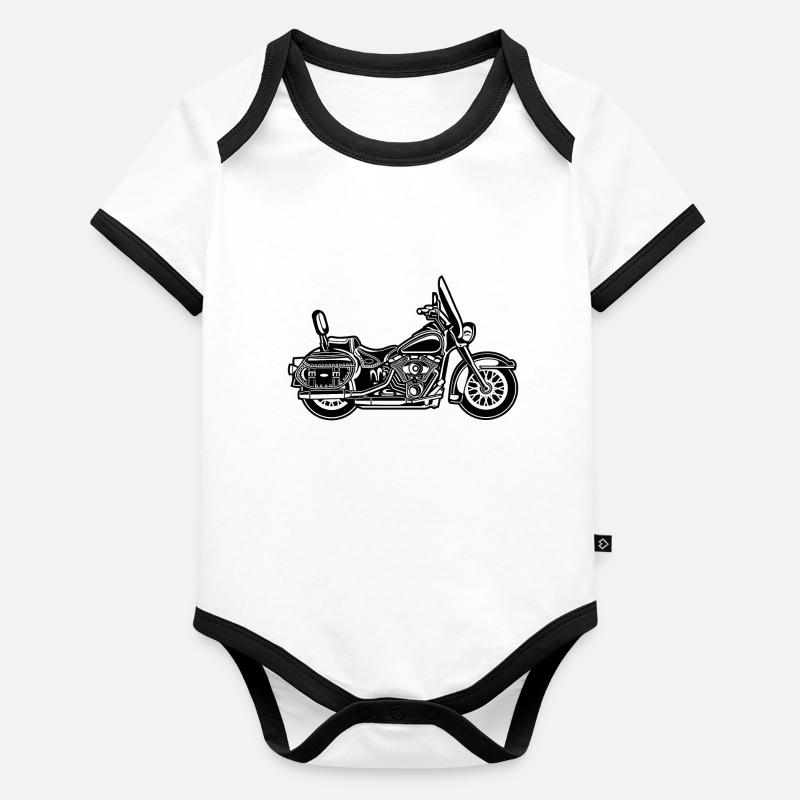 Chopper / moto 06_schwarz Body Bébé bio contrasté manches courtes