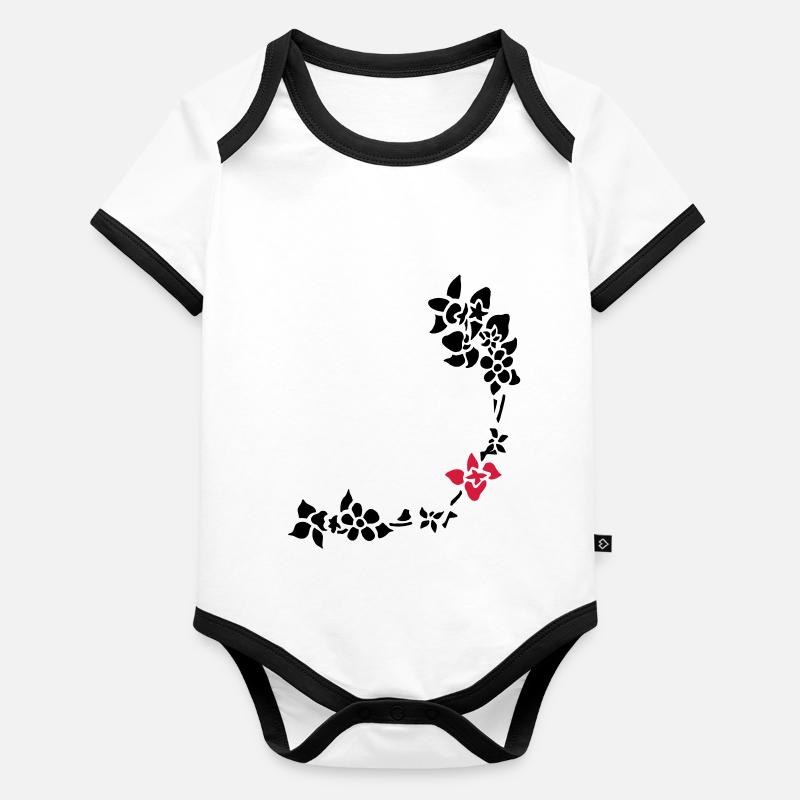 flower around right corner Organic Baby Contrasting Bodysuit