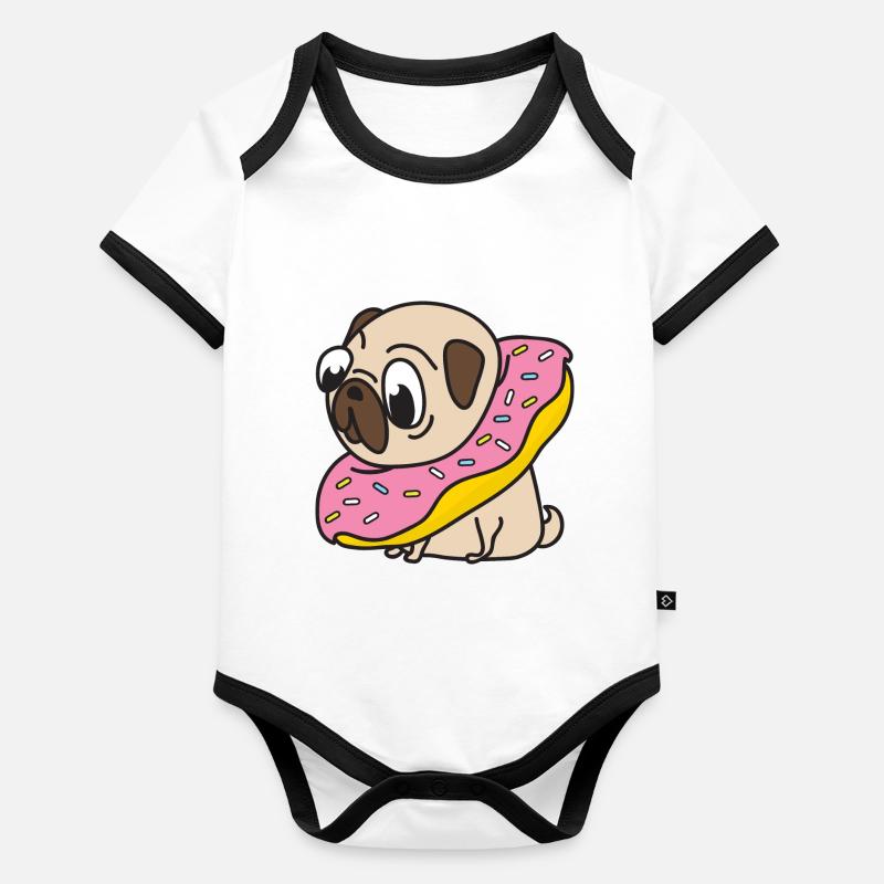 Lustiger Cooler Niedlicher Hund Mops Baby Bio-Kurzarm-Kontrastbody