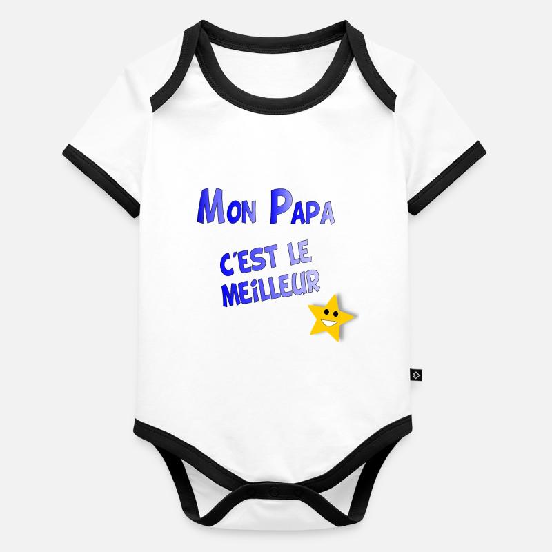 Mon papa c'est le meilleur Baby Bio-Kurzarm-Kontrastbody