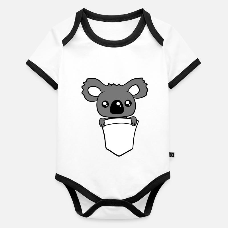 koala baer mignon mignon petit bébé enfant garçon b Body Bébé bio contrasté manches courtes