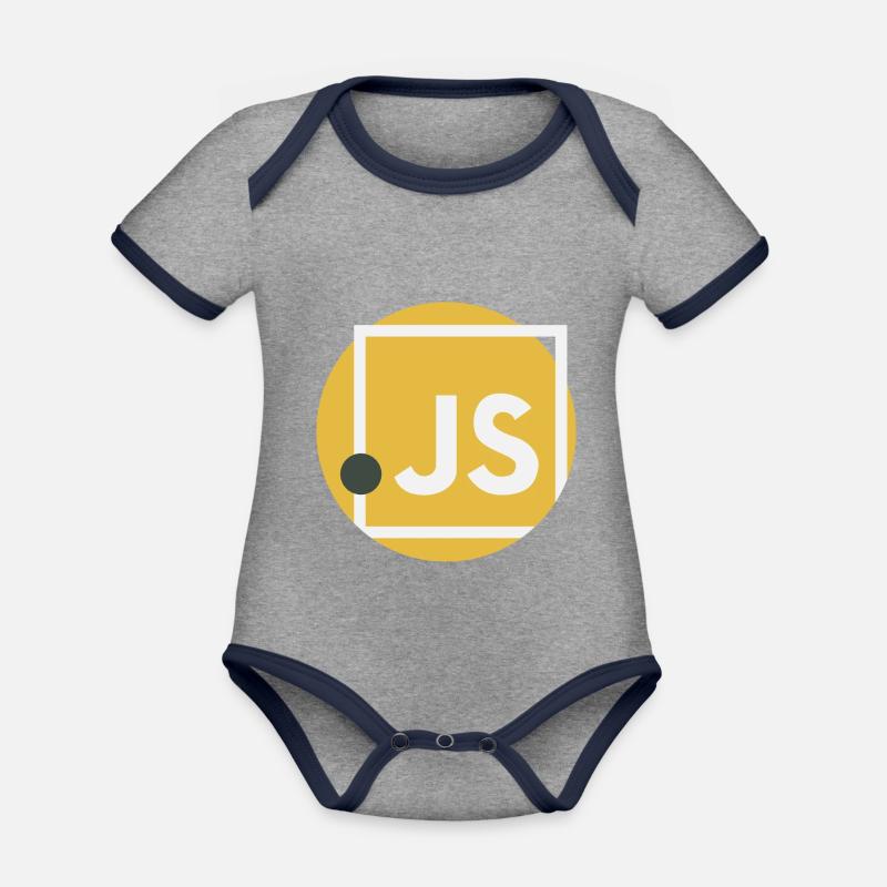 JavaScript Punkt JS - Baby Bio-Kurzarm-Kontrastbody - Grau meliert/Navy