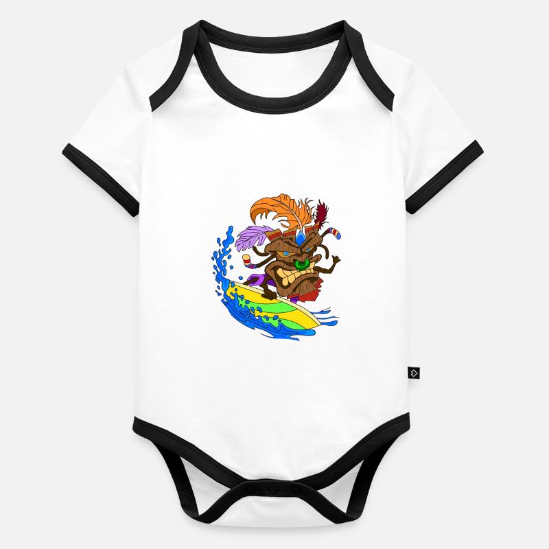 Masque de Tiki surfeur Body Bébé bio contrasté manches courtes
