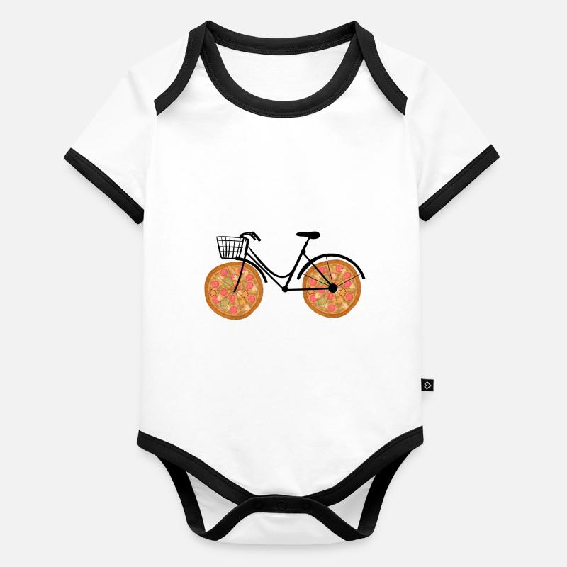 Pizza et vélo Body Bébé bio contrasté manches courtes
