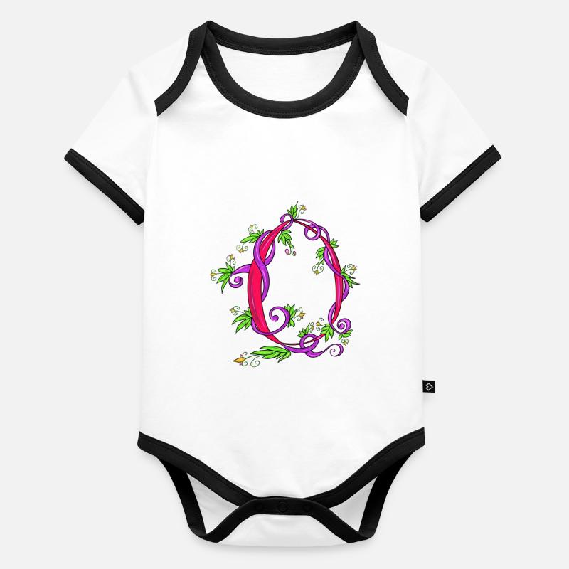 Buchstabe O Baby Bio-Kurzarm-Kontrastbody