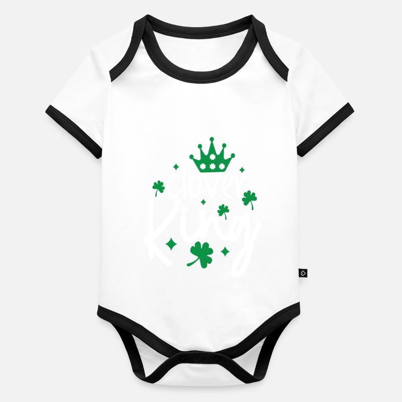Fête de la Saint-Patrick - Roi du trèfle - Roi du trèfle Body Bébé bio contrasté manches courtes