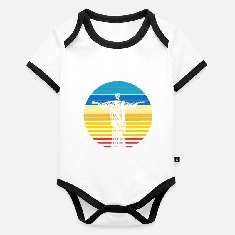 Rio de Janeiro Cristo Jesus statue sunset Organic Baby Contrasting Bodysuit