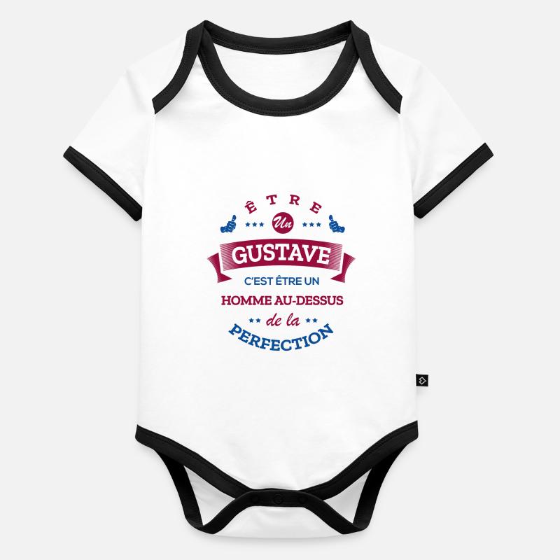 GUSTAVE PARFAIT - NOM GUSTAVE Body Bébé bio contrasté manches courtes