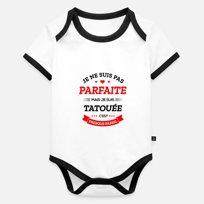 TATOUÉE PARFAITE Body Bébé bio contrasté manches courtes