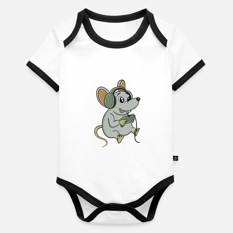 Gamer Mouse Organic Baby Contrasting Bodysuit
