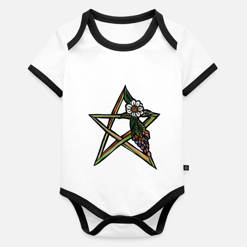 Étoile sorcière verte Body Bébé bio contrasté manches courtes