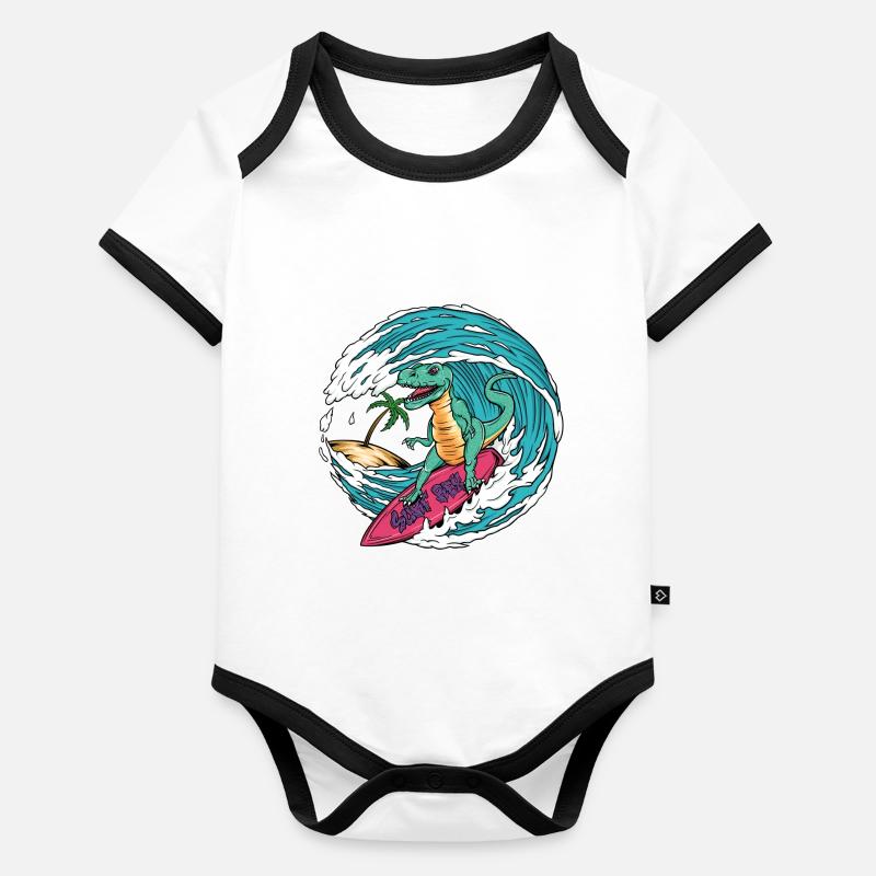 Surfender T-Rex Baby Bio-Kurzarm-Kontrastbody