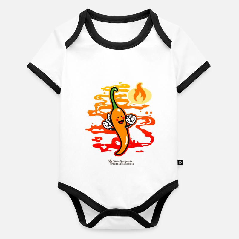 Chili Kawaii Comic Chili Pepper Body Bébé bio contrasté manches courtes