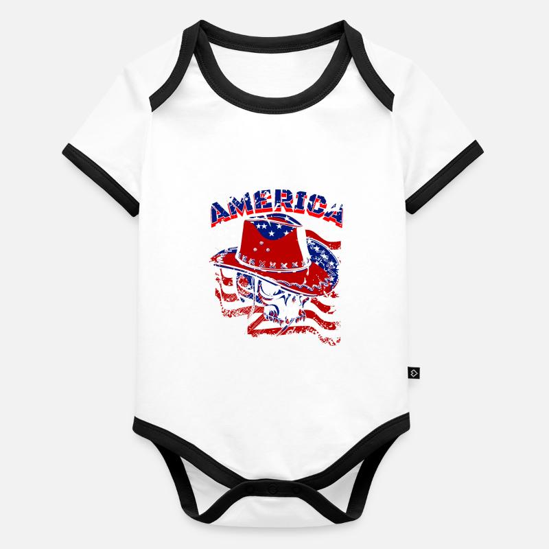 Ein Schöner Cowboy Schädel mit US Flaggen Design Baby Bio-Kurzarm-Kontrastbody