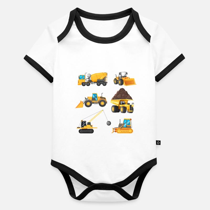 Engin de Construction Cadeau Garçon Body Bébé bio contrasté manches courtes