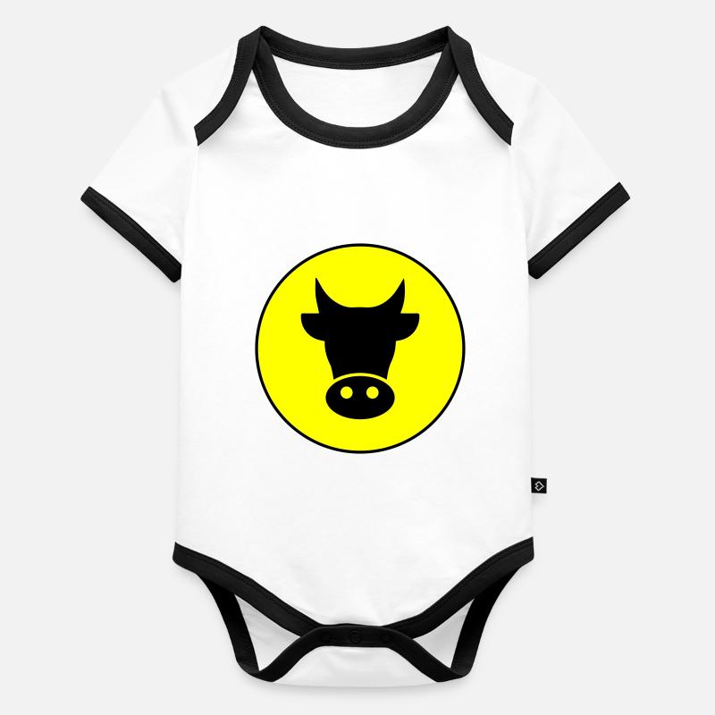 Kuh Kopf Baby Bio-Kurzarm-Kontrastbody