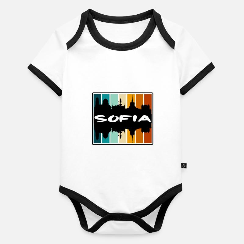 Sofia Bulgaria Skyline Silhouette Travel Souvenir Organic Baby Contrasting Bodysuit