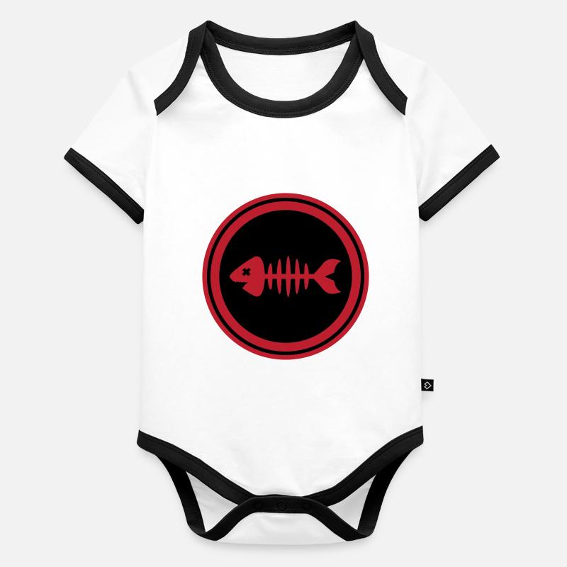 Os d’os symbole de poisson Body Bébé bio contrasté manches courtes
