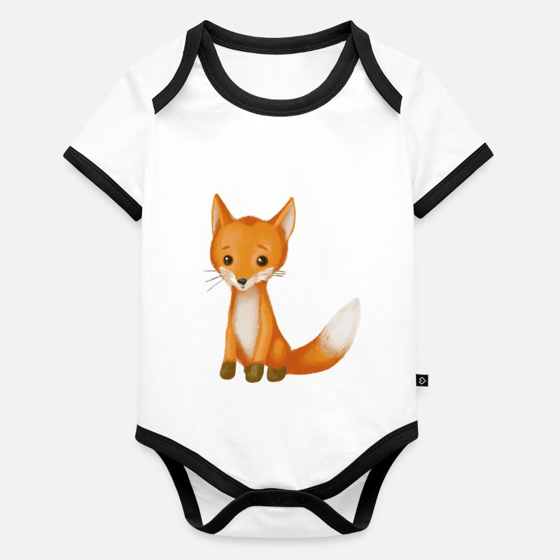 Baby Fuchs Geschenkidee Illustration Baby Bio-Kurzarm-Kontrastbody