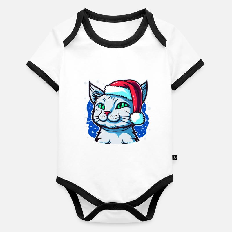 Niedliche Adventkatzenillustration, der ideale Advent Baby Bio-Kurzarm-Kontrastbody