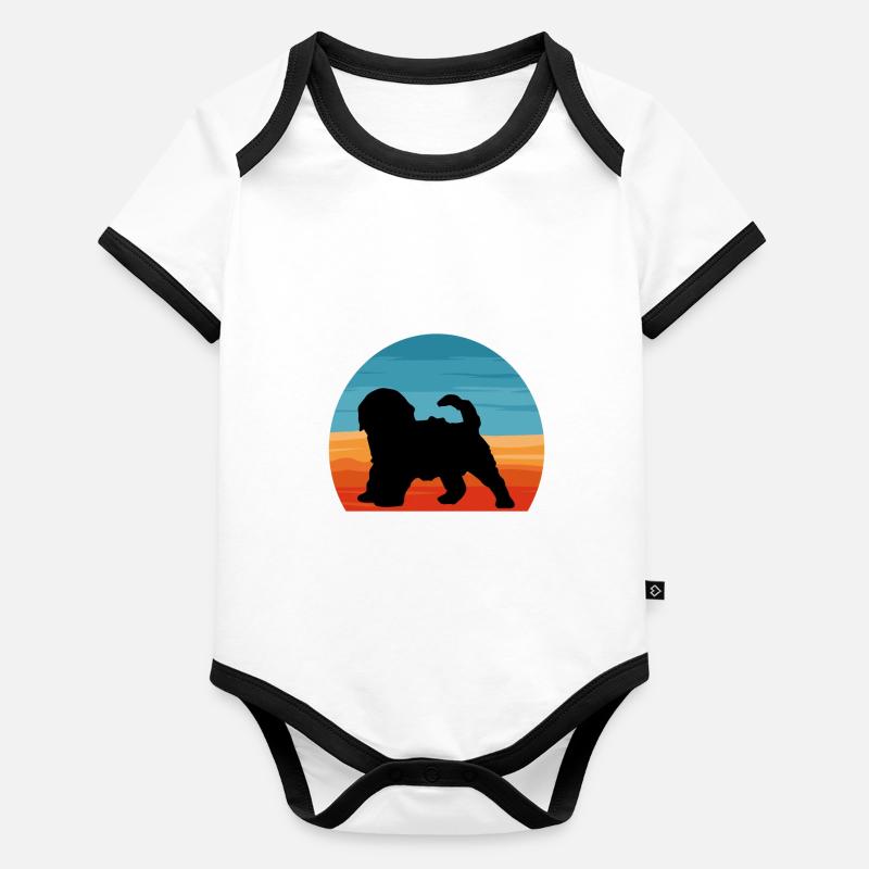 Cockapoo Dog Lover Silhouette Vintage Sunset Organic Baby Contrasting Bodysuit
