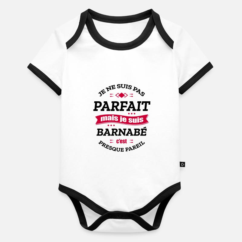 BARNABÉ PARFAIT - PRENOM BARNABÉ Body Bébé bio contrasté manches courtes