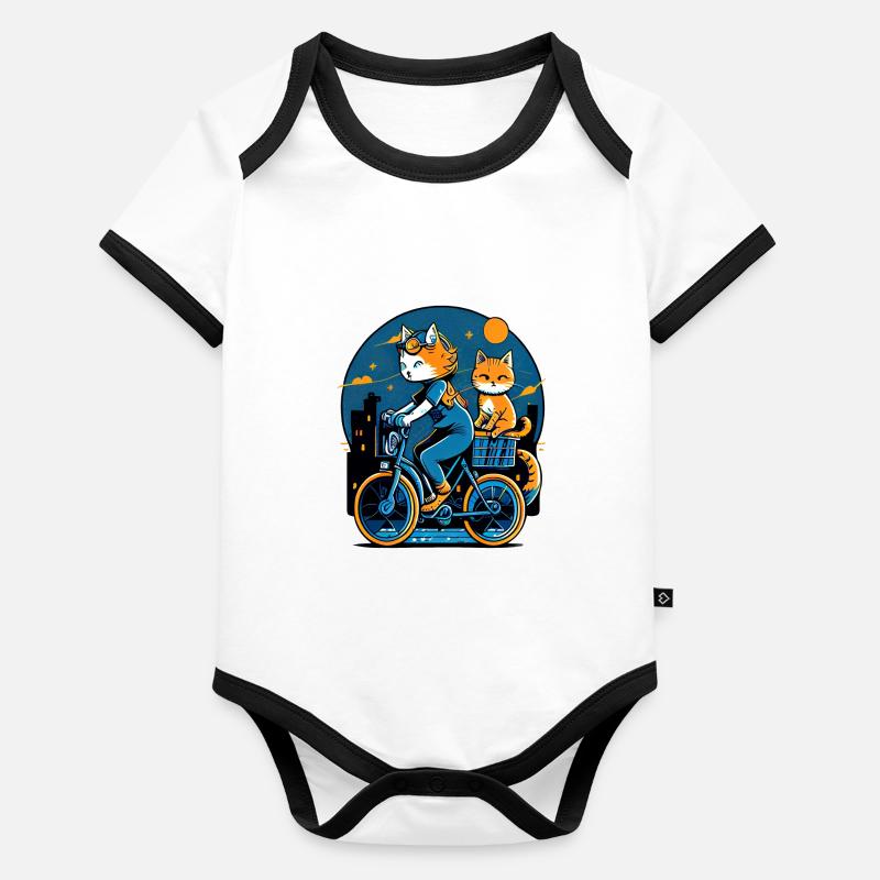 Cool Comic Cats fait du vélo Body Bébé bio contrasté manches courtes