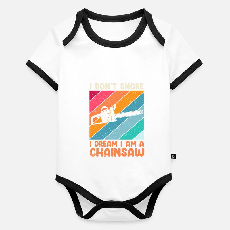 Chainsaw Snoring Funny Organic Baby Contrasting Bodysuit