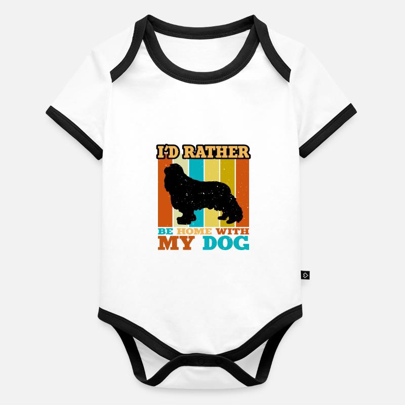 Cavalier King Charles Spaniel Dog Silhouette Organic Baby Contrasting Bodysuit