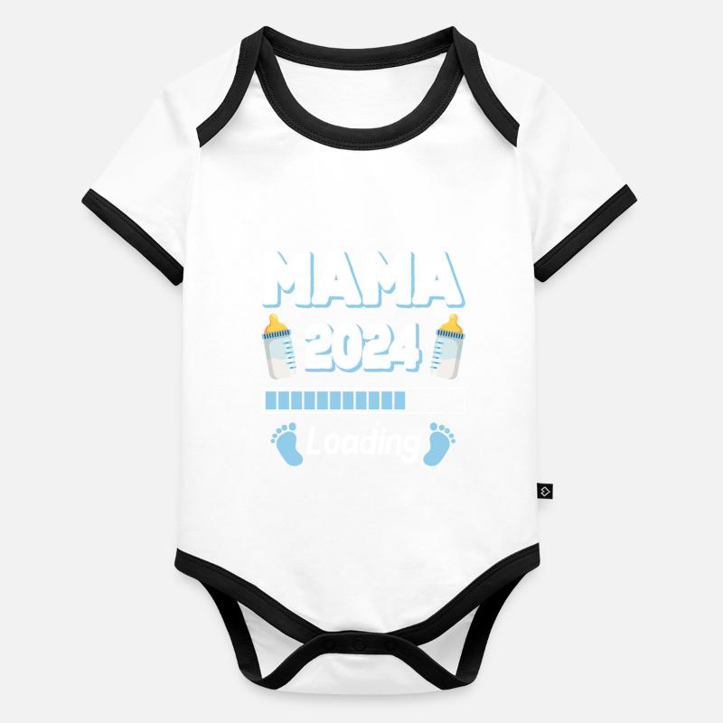 Mama Loading 2024 Mutter Mütter Mom Muttertag Baby Bio-Kurzarm-Kontrastbody