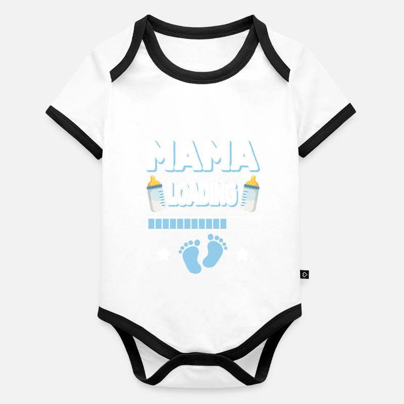 Mama Loading Mutter Mütter Mom Mommy Muttertag Baby Bio-Kurzarm-Kontrastbody