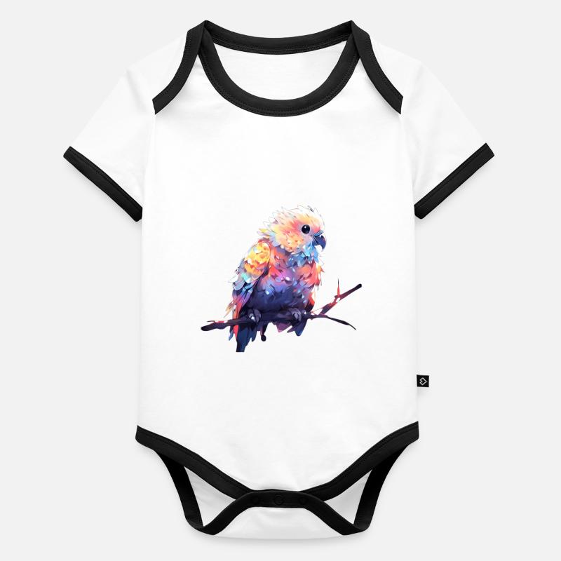 Perroquet mignon Body Bébé bio contrasté manches courtes