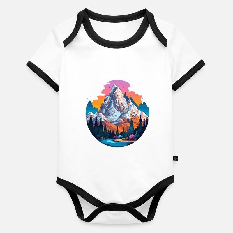 Panorama montagneux coloré Body Bébé bio contrasté manches courtes