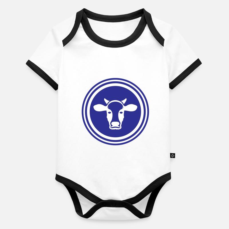 Kuh Kopf Symbol Baby Bio-Kurzarm-Kontrastbody
