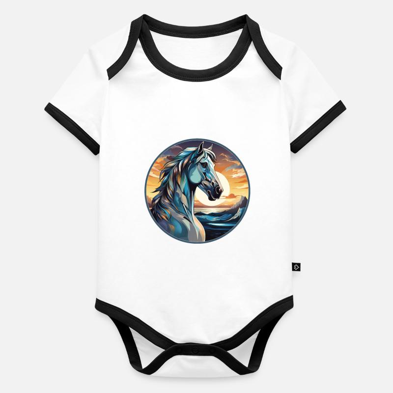 Cheval Body Bébé bio contrasté manches courtes