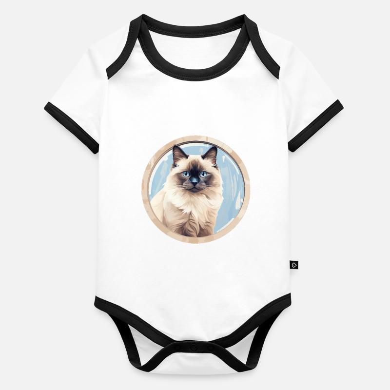 Chat birman Body Bébé bio contrasté manches courtes