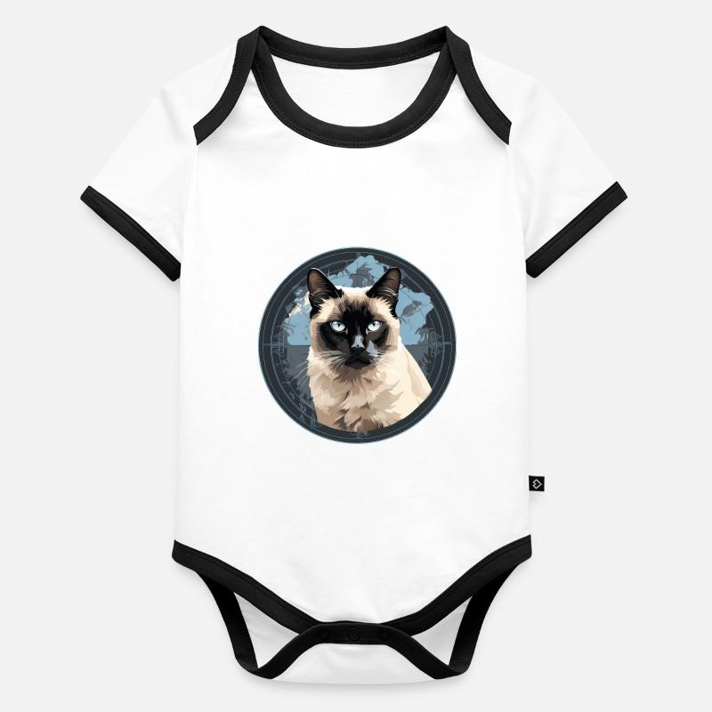 Balinesenkatze Baby Bio-Kurzarm-Kontrastbody