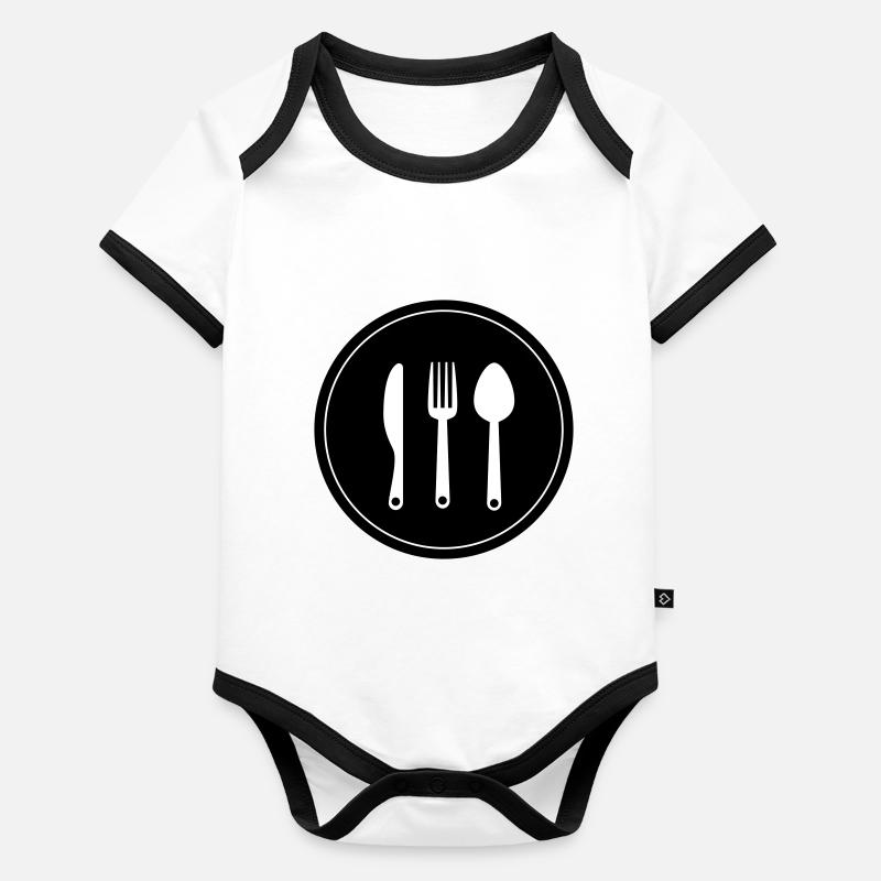 Couverts à la fourchette Body Bébé bio contrasté manches courtes