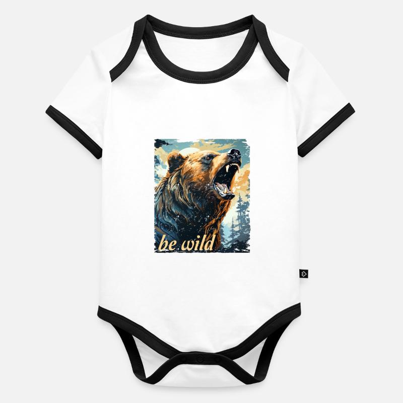 Be Wild Retro Style Organic Baby Contrasting Bodysuit