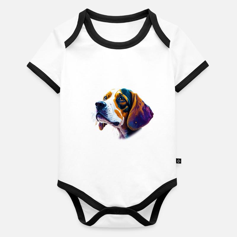 Beagle Abstract Art Baby Bio-Kurzarm-Kontrastbody