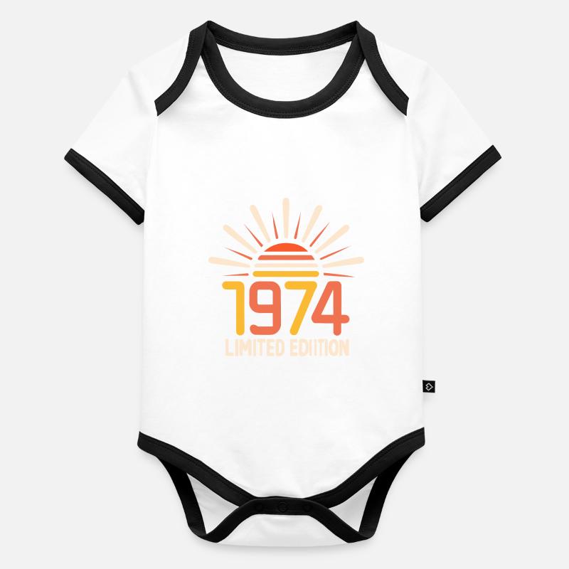 1974 Édition limitée 50e anniversaire Cadeau Body Bébé bio contrasté manches courtes