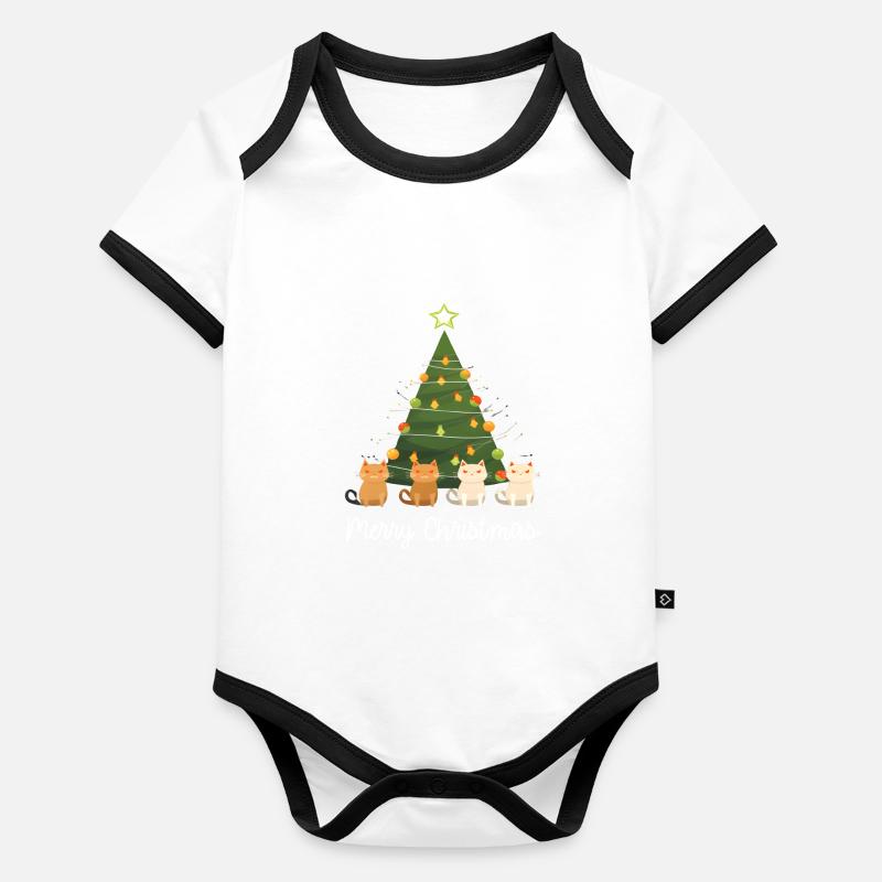 Joyeux Noël 4 chats Body Bébé bio contrasté manches courtes