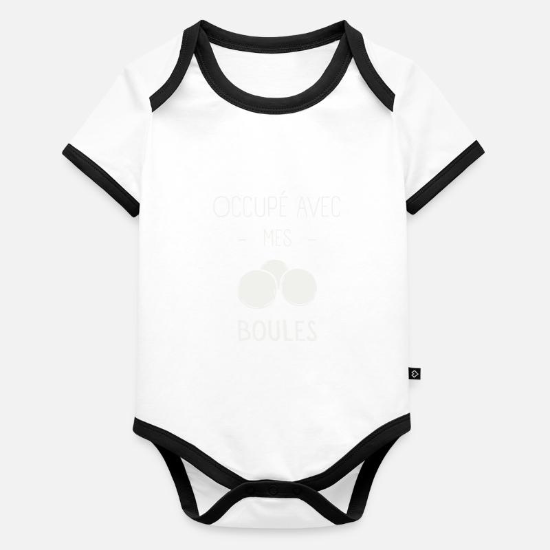 Occupé Avec Mes Boules Body Bébé bio contrasté manches courtes