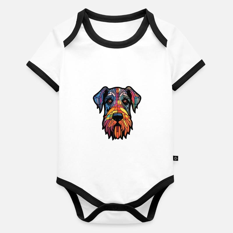 Schnauzer géant race de chien Illustration à l’aquarelle Body Bébé bio contrasté manches courtes